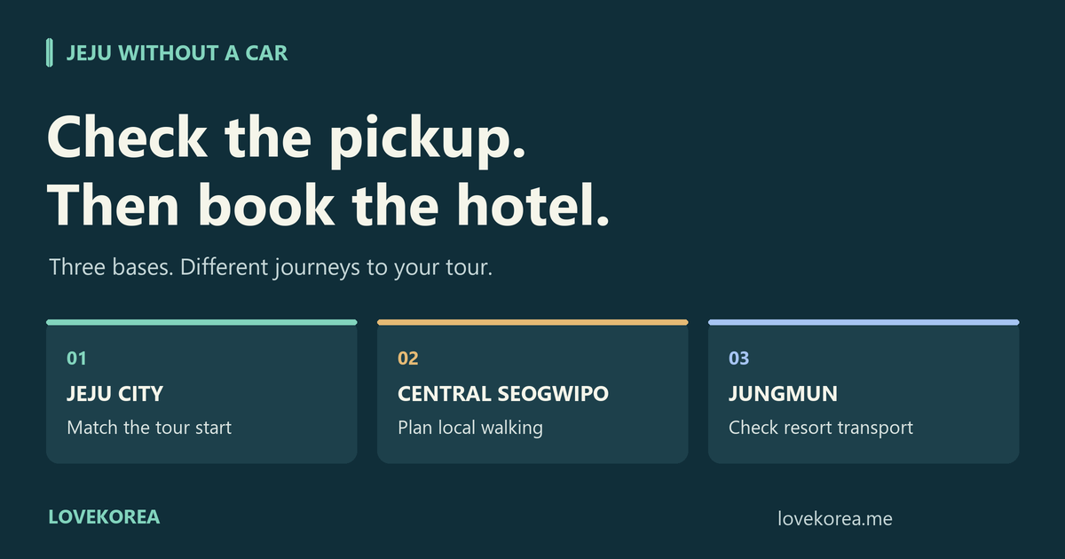 Jeju Without a Car: Check Tour Pickup Before Booking Your Hotel