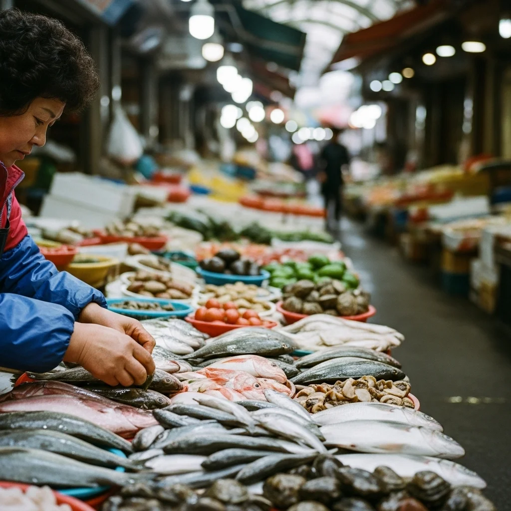 Shopping at korean traditional markets autumns sea h2 2