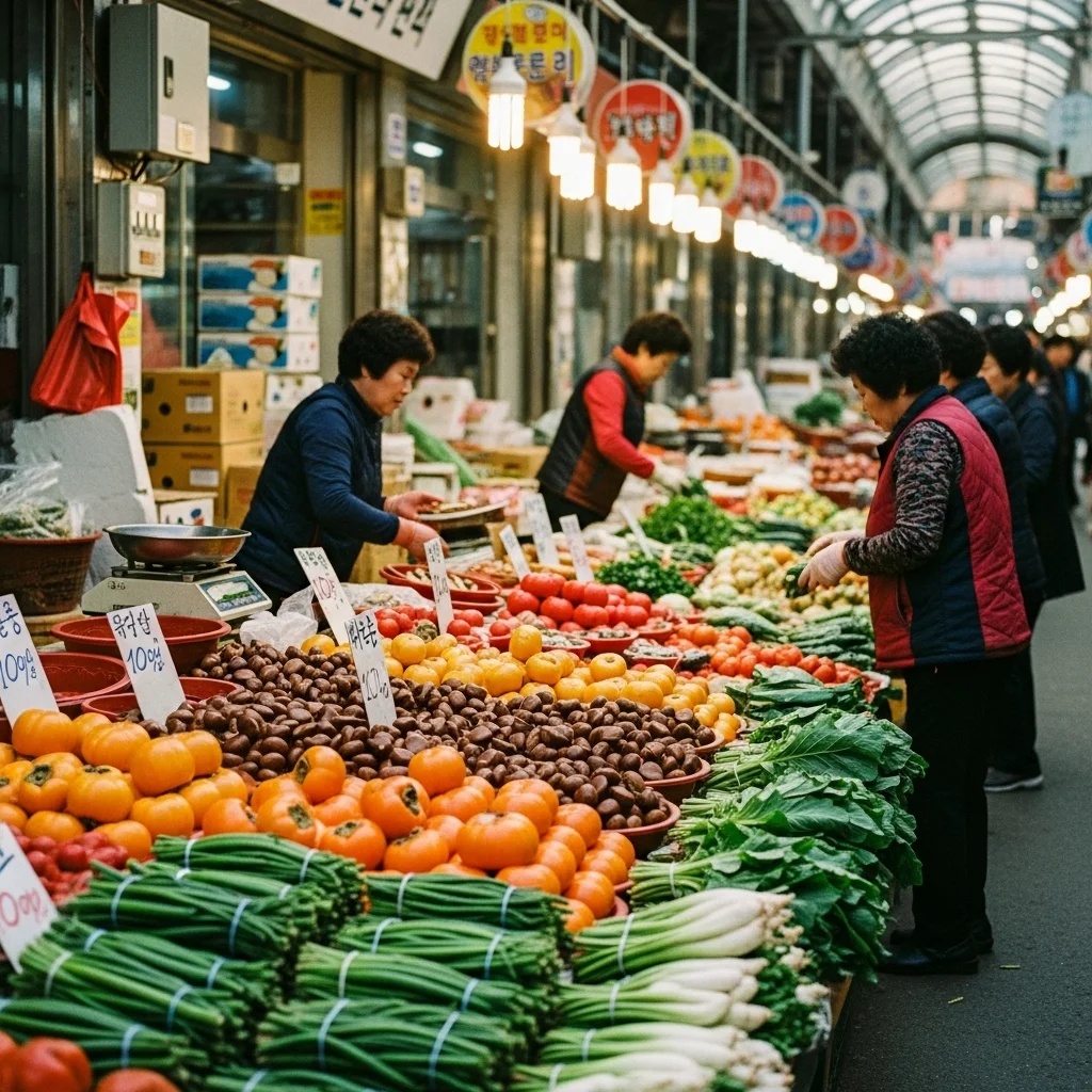 Shopping at korean traditional markets autumns sea